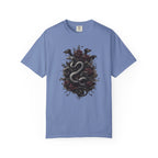 Snake Crest T-Shirt — Gothic Serpent Floral Graphic Tee