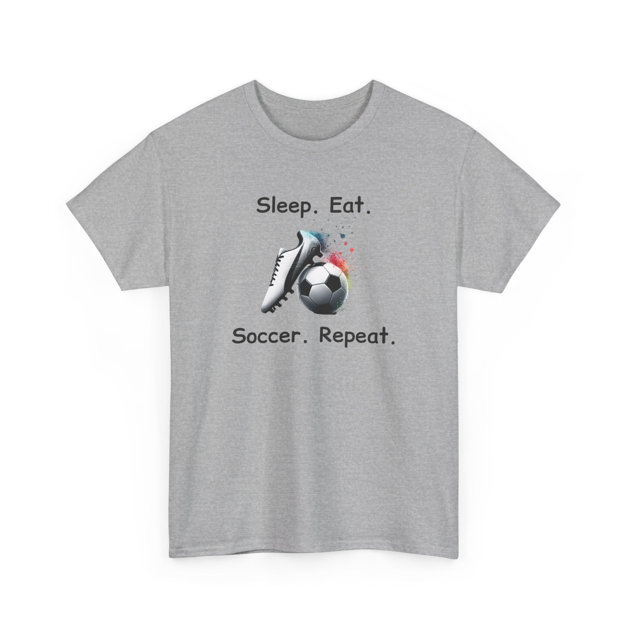 Soccer T-Shirt — "Sleep. Eat. Soccer. Repeat." Youth & Adult Crew Tee