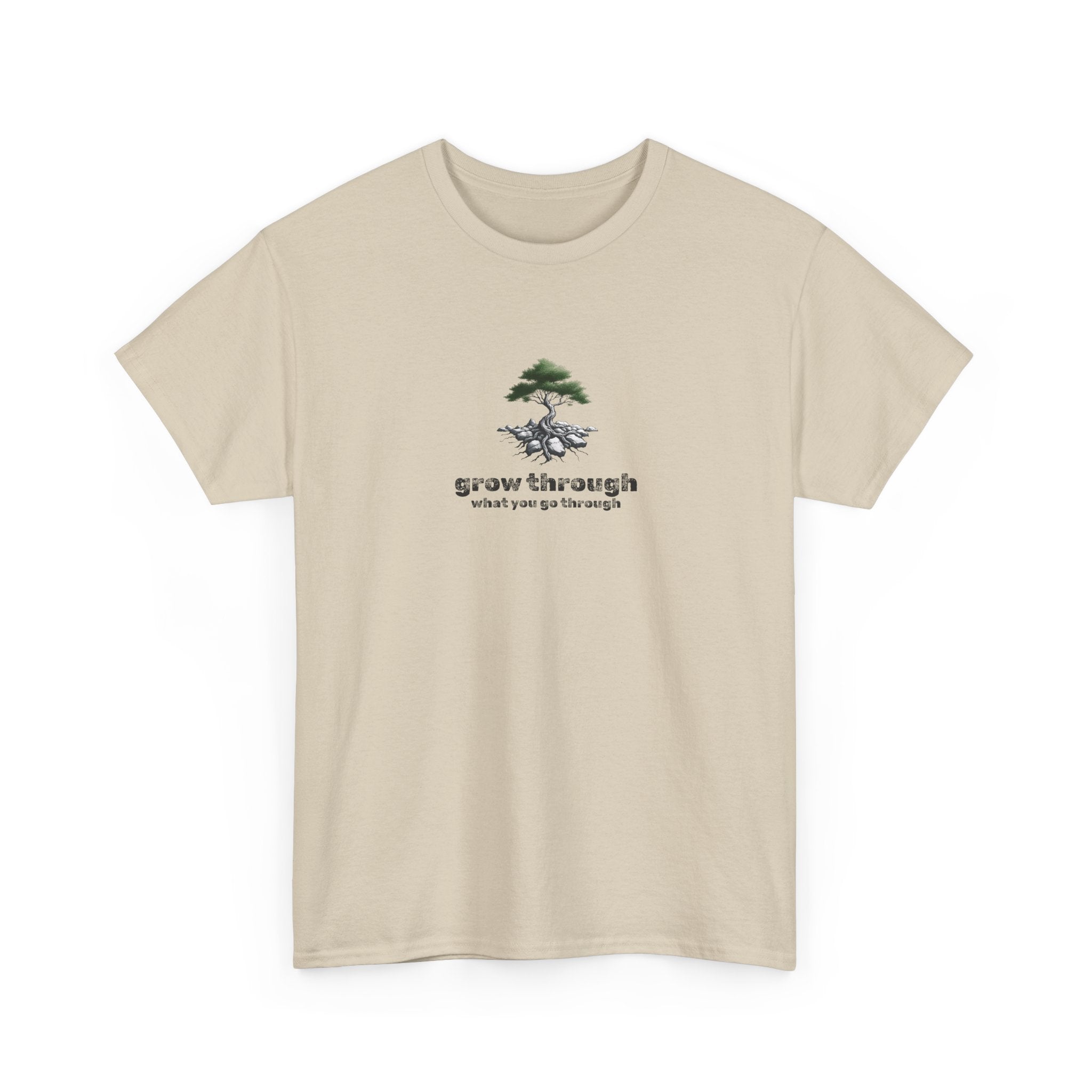 Grow Through What You Go Through Tee — Minimal Bonsai Tree Inspirational T-Shirt
