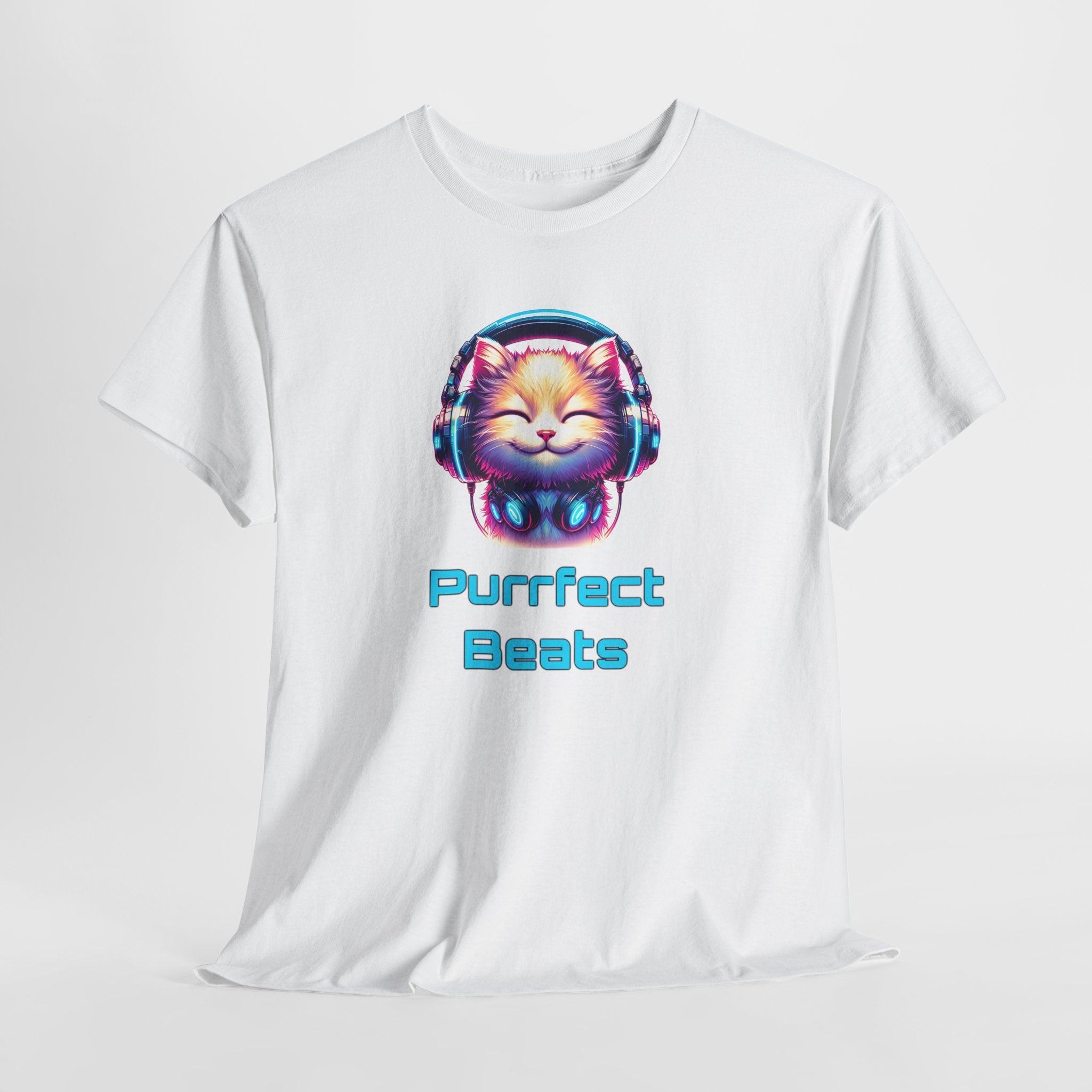 T-Shirt — "Purrfect Beats" Cat DJ Graphic Tee