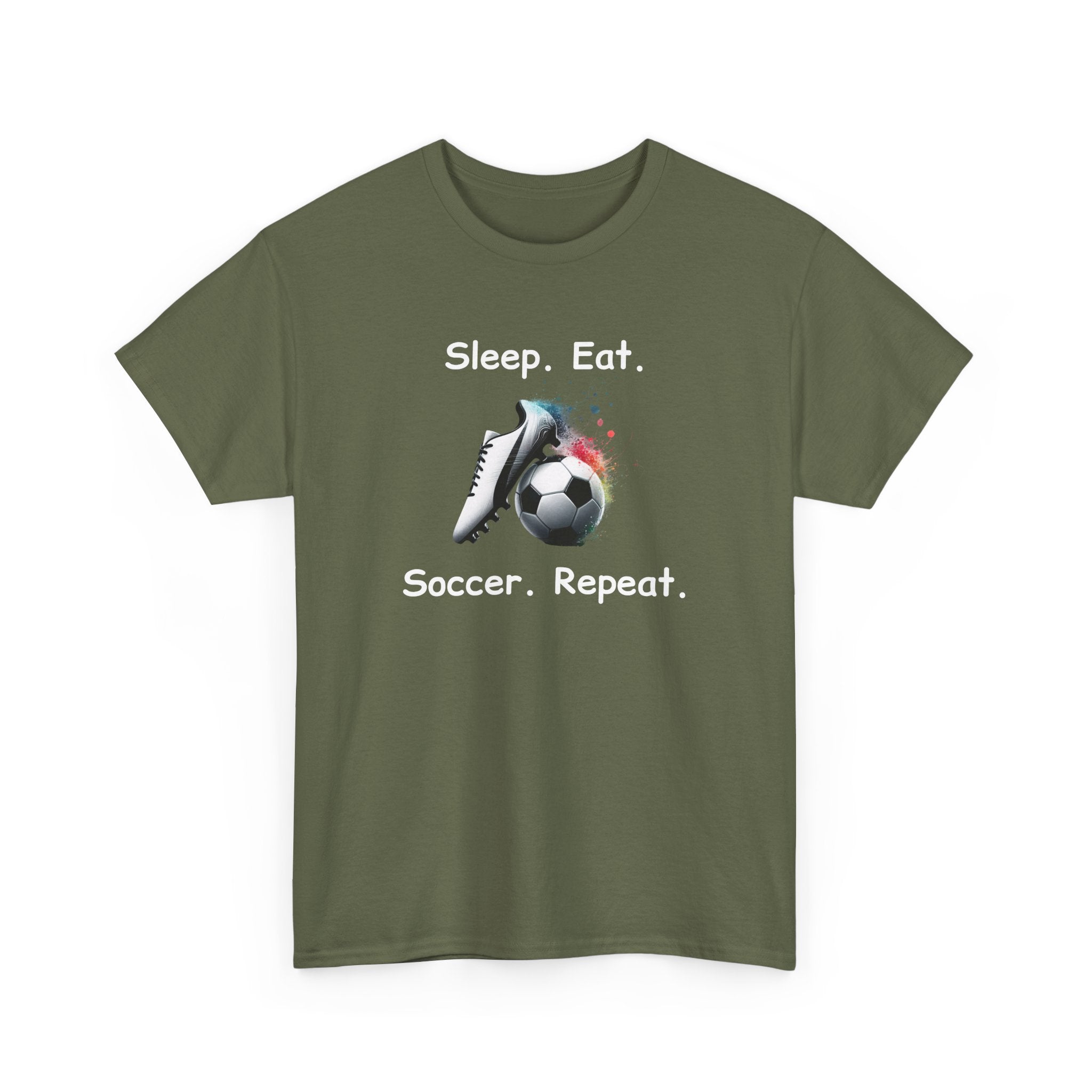 Soccer T-Shirt — "Sleep. Eat. Soccer. Repeat." Youth & Adult Crew Tee