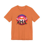 Retro Sunset Dancing Dogs T-Shirt — Vintage Rainbow Skyline Graphic Tee