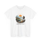 Hiking Graphic Tee — "Mental Health > Miles" Mountain Sunset Shirt
