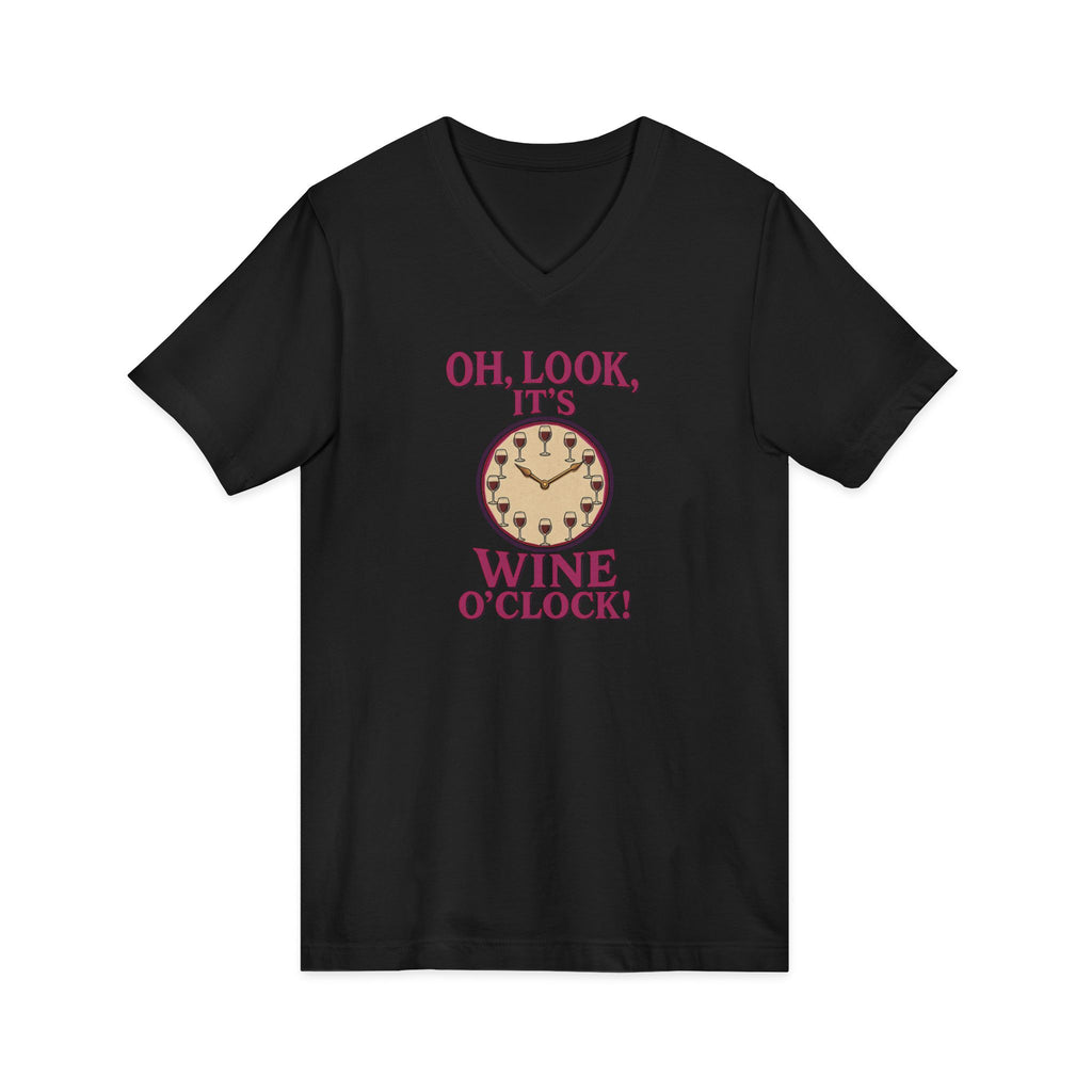 Wine O'Clock V-Neck Tee — Funny Wine Lover Shirt
