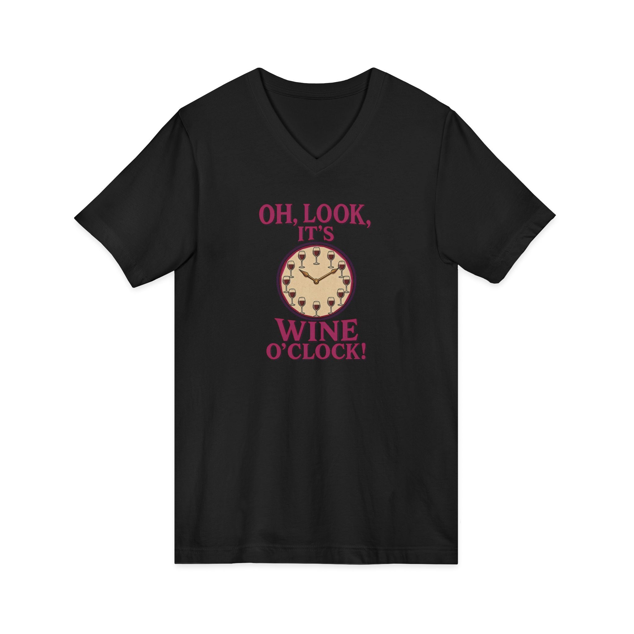 Wine O'Clock V-Neck Tee — Funny Wine Lover Shirt