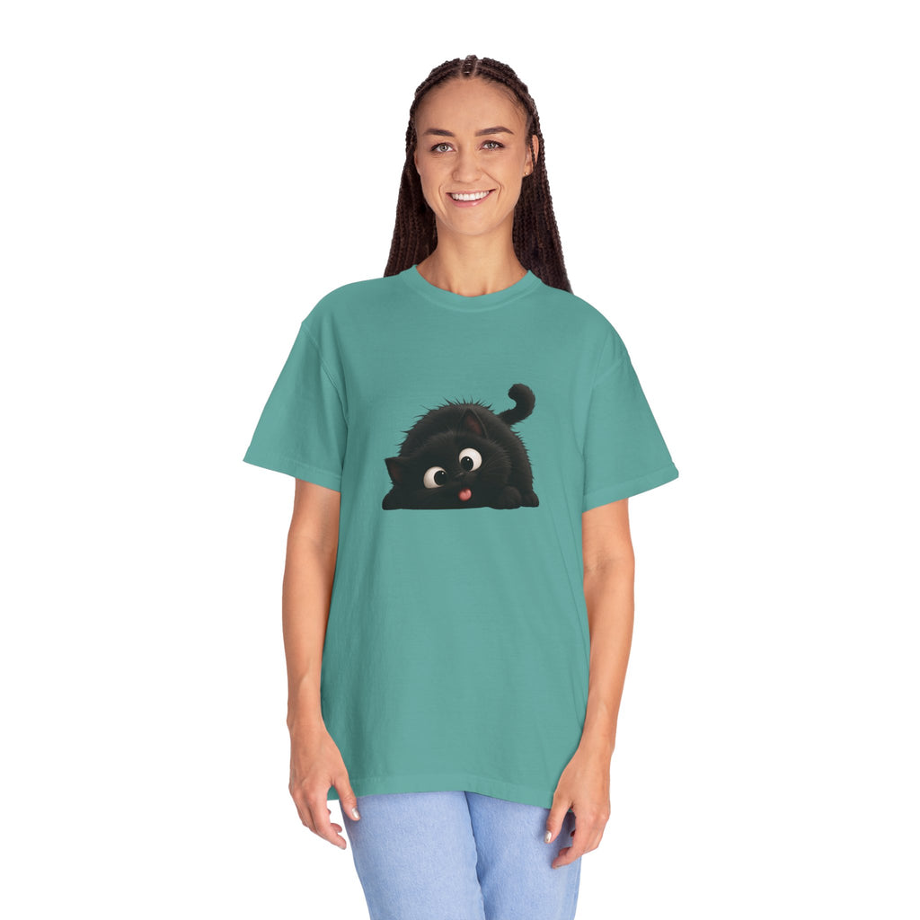 T-Shirt — Playful Black Kitten Graphic Tee