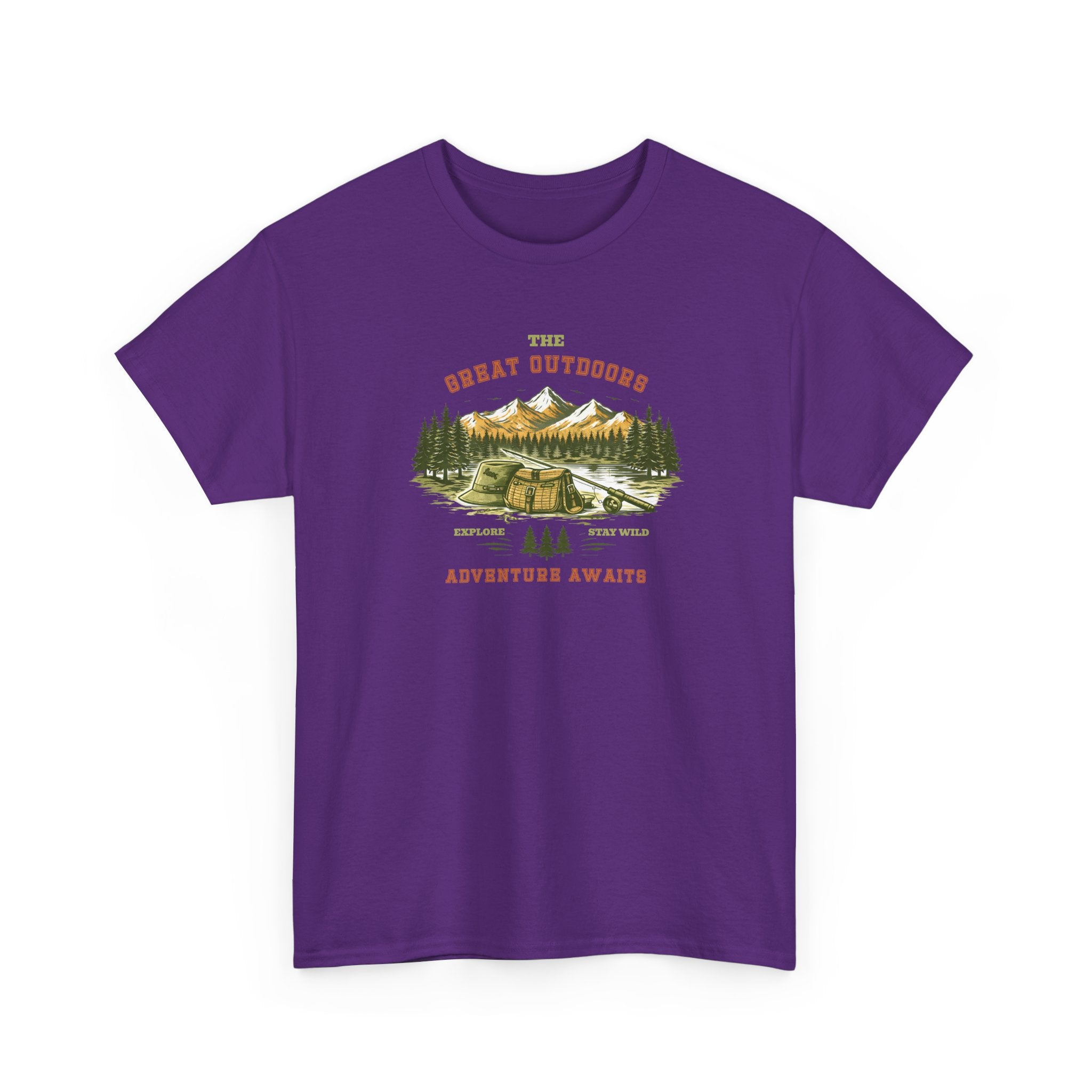 Fishing Camping T-Shirt — "The Great Outdoors: Adventure Awaits" Graphic Tee