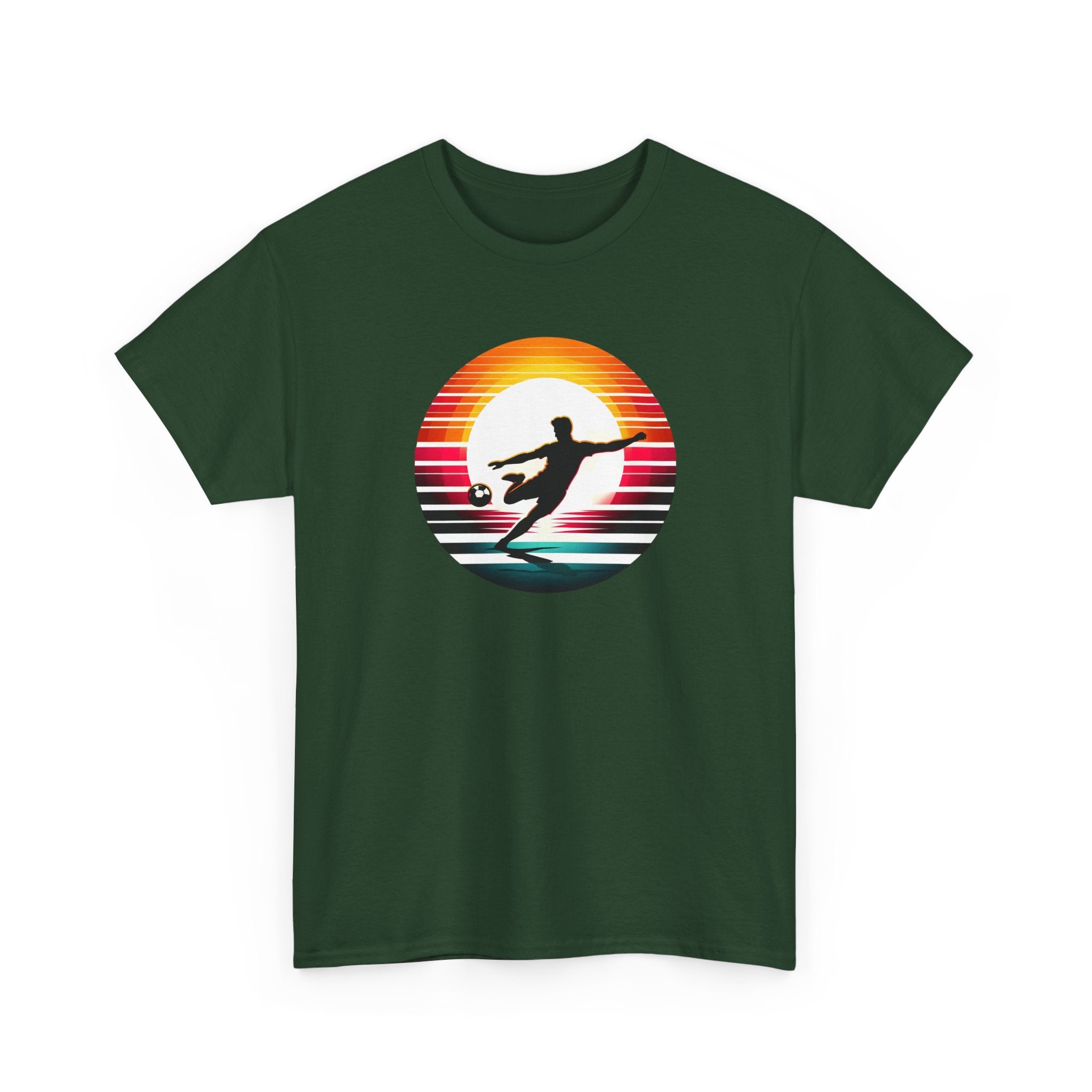 Football Soccer Silhouette Tee — Retro Sunset Soccer T-Shirt