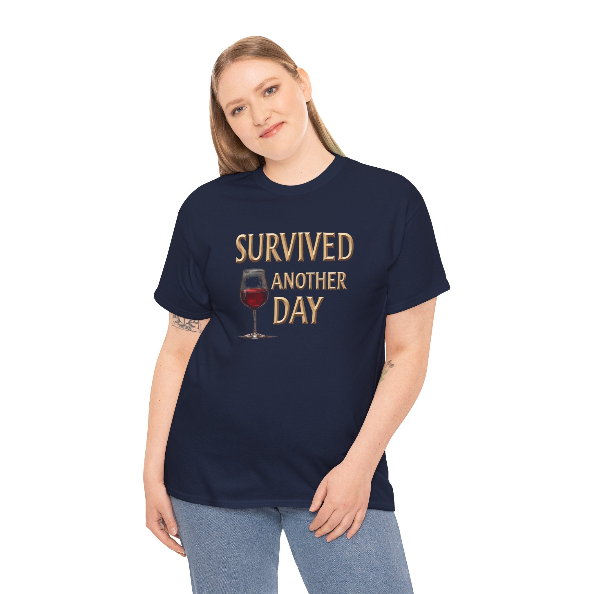 Survived Another Day Wine T-Shirt — Funny Wine Lover Tee