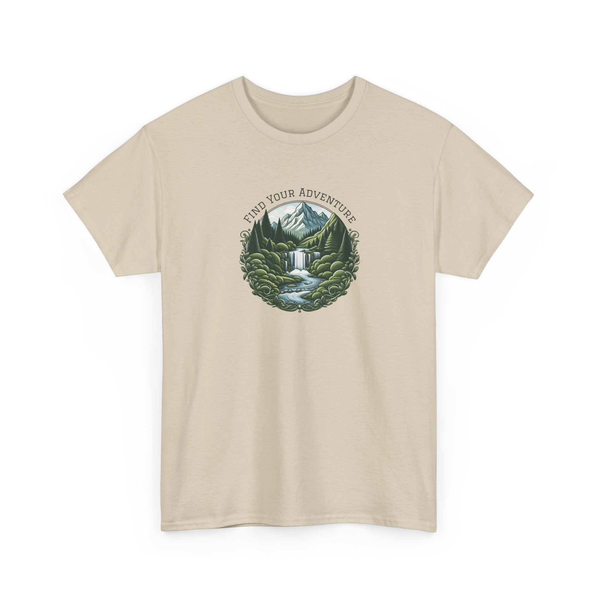 Nature Adventure T-Shirt — Find Your Adventure Mountain & Waterfall Graphic Tee