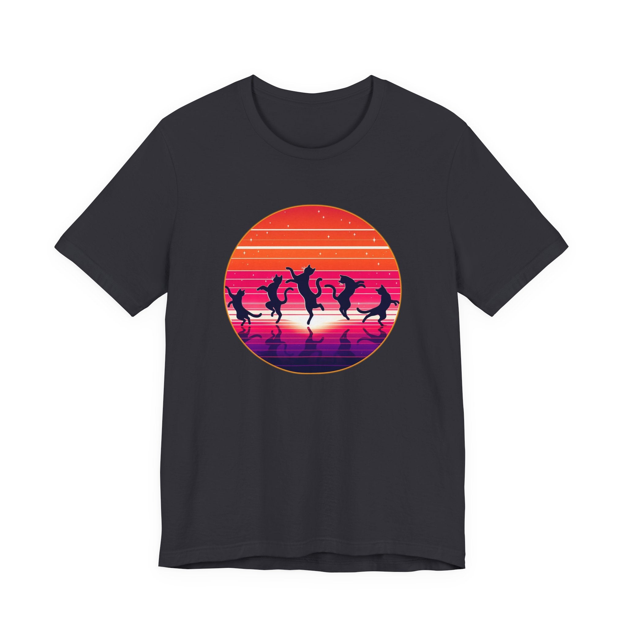 Retro Sunset Dancing Cats T-Shirt