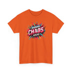 Chaos Ahead Graphic Tee — Warning! Colorful Explosion Design