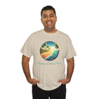Beach Sunset T-Shirt — "Happiness Comes in Waves" Surf Graphic Tee
