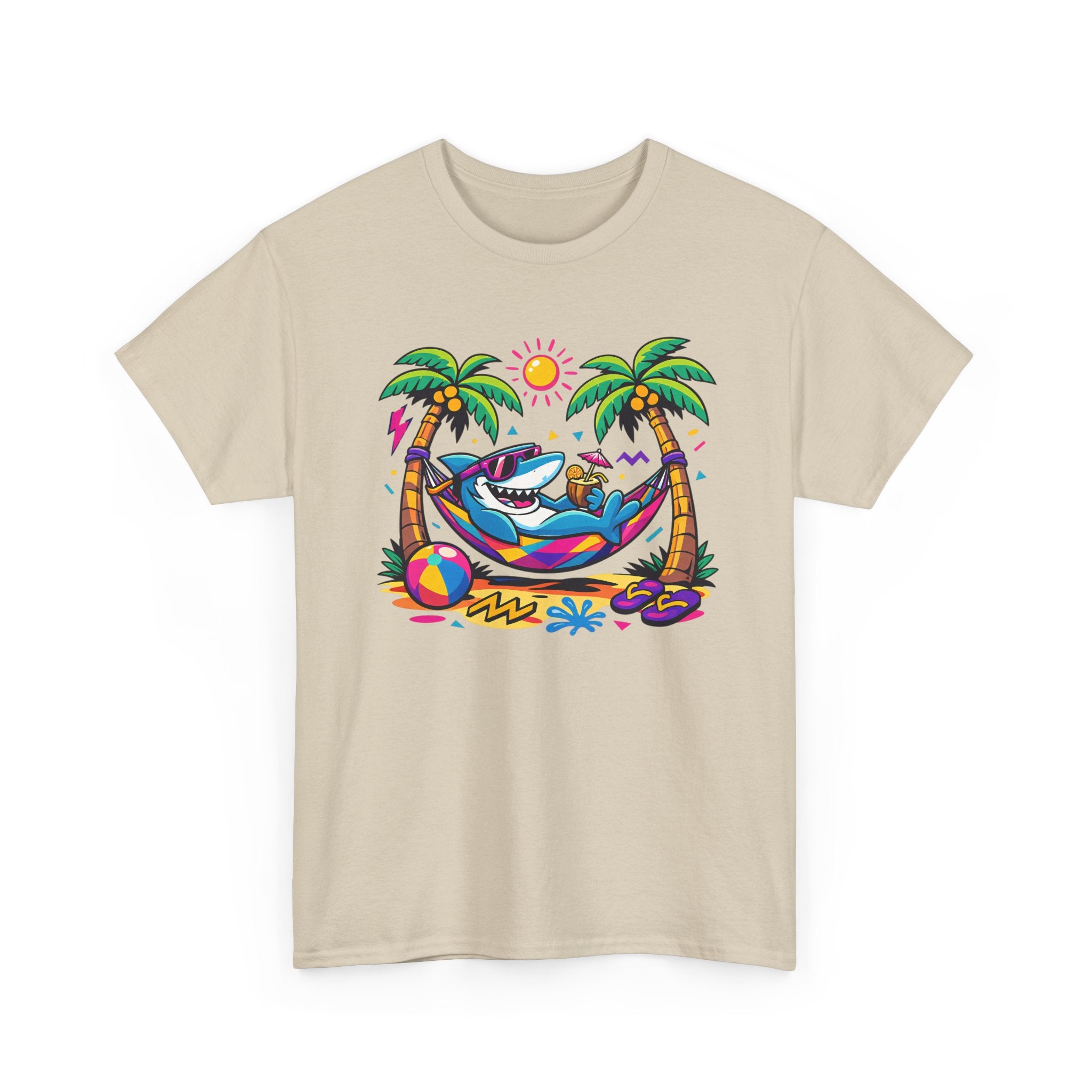 Beach Shark Hammock T‑Shirt — Tropical Summer Vibes Graphic Tee
