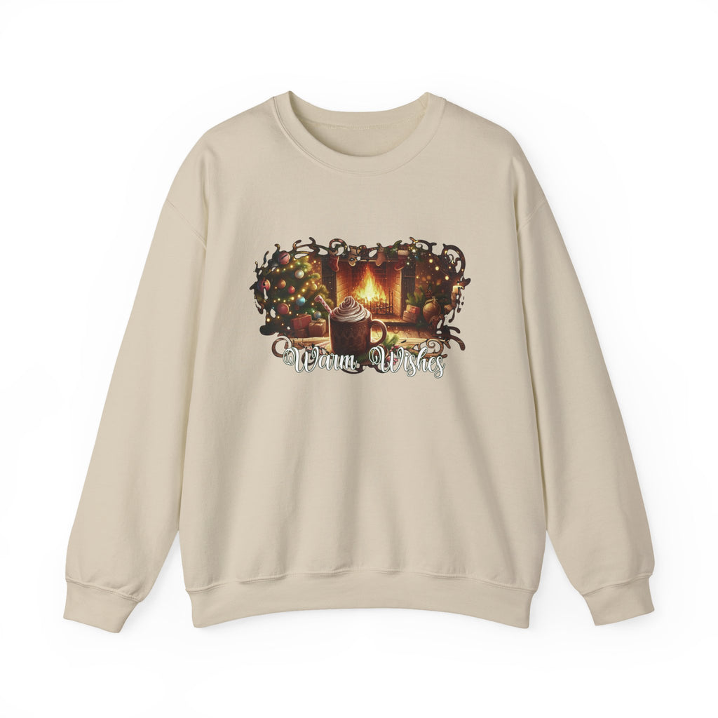 Christmas Fireplace Sweatshirt – Cozy Holiday Crewneck with Hot Cocoa & Tree