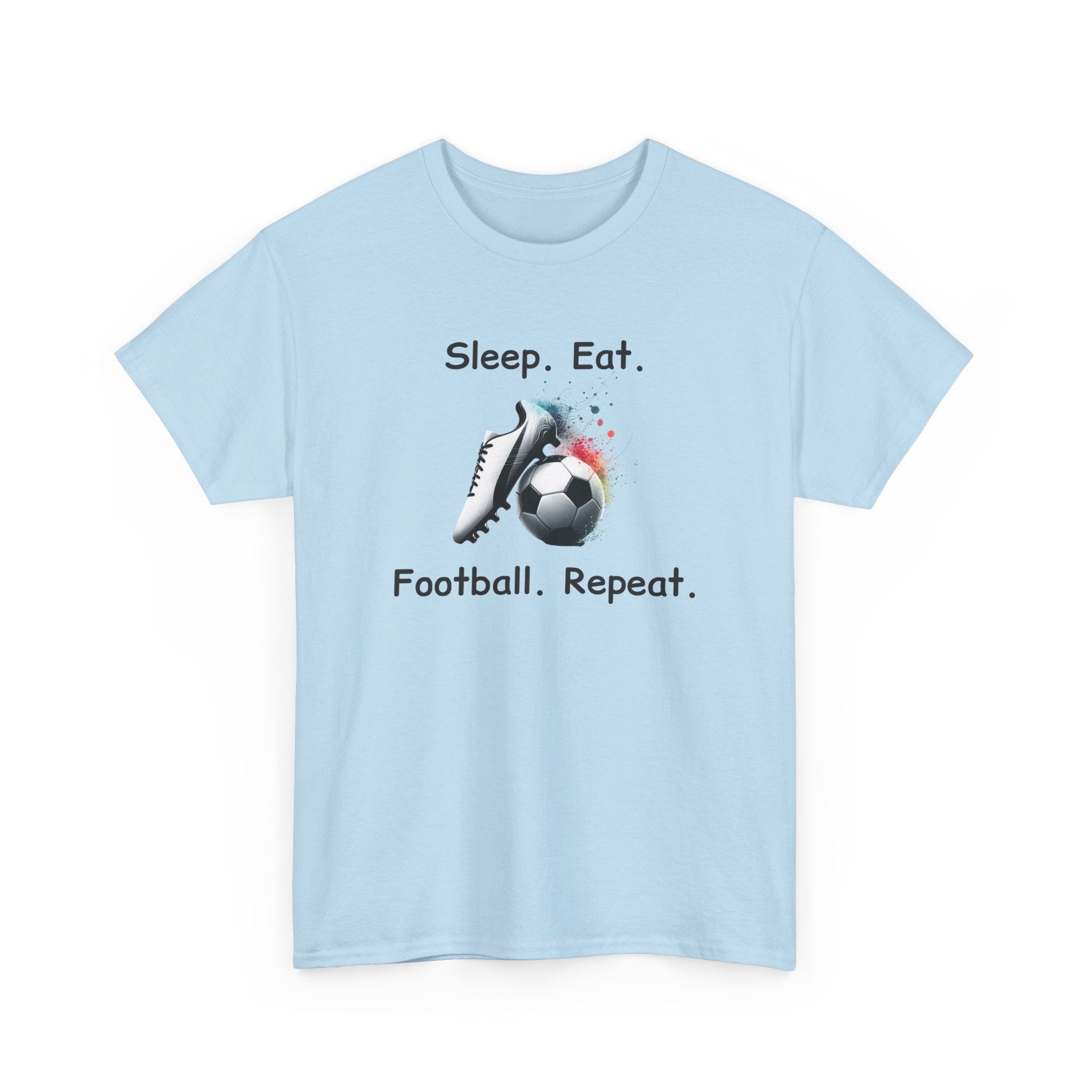 Football Soccer T-Shirt — "Sleep. Eat. Football. Repeat." Youth & Adult Crew Tee