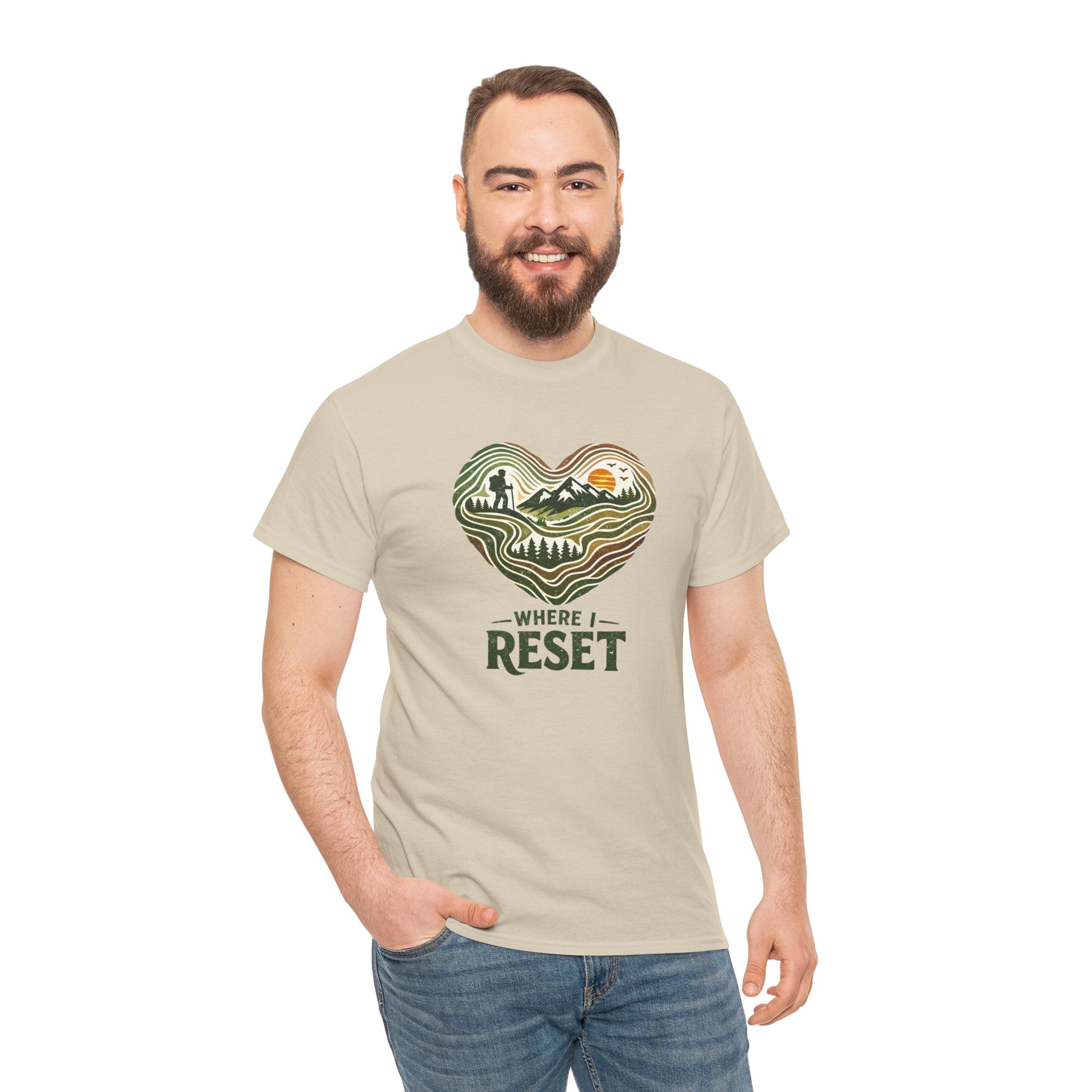 Where I Reset Tee — Nature Heart Hiking T‑Shirt