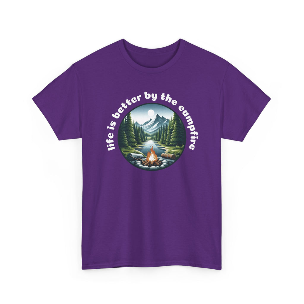 Campfire T-Shirt — "Life Is Better by the Campfire" Scenic Outdoor Tee