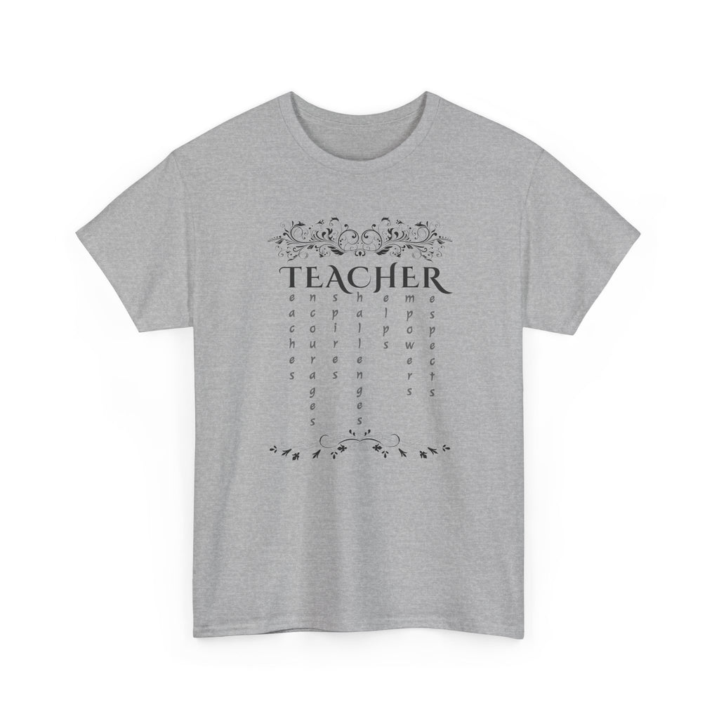 Teacher Floral Rain T-Shirt — Elegant Teacher Appreciation Tee