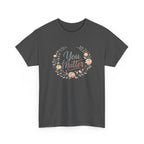 Dark gray t-shirt with 'You Matter' text and floral design on a white background