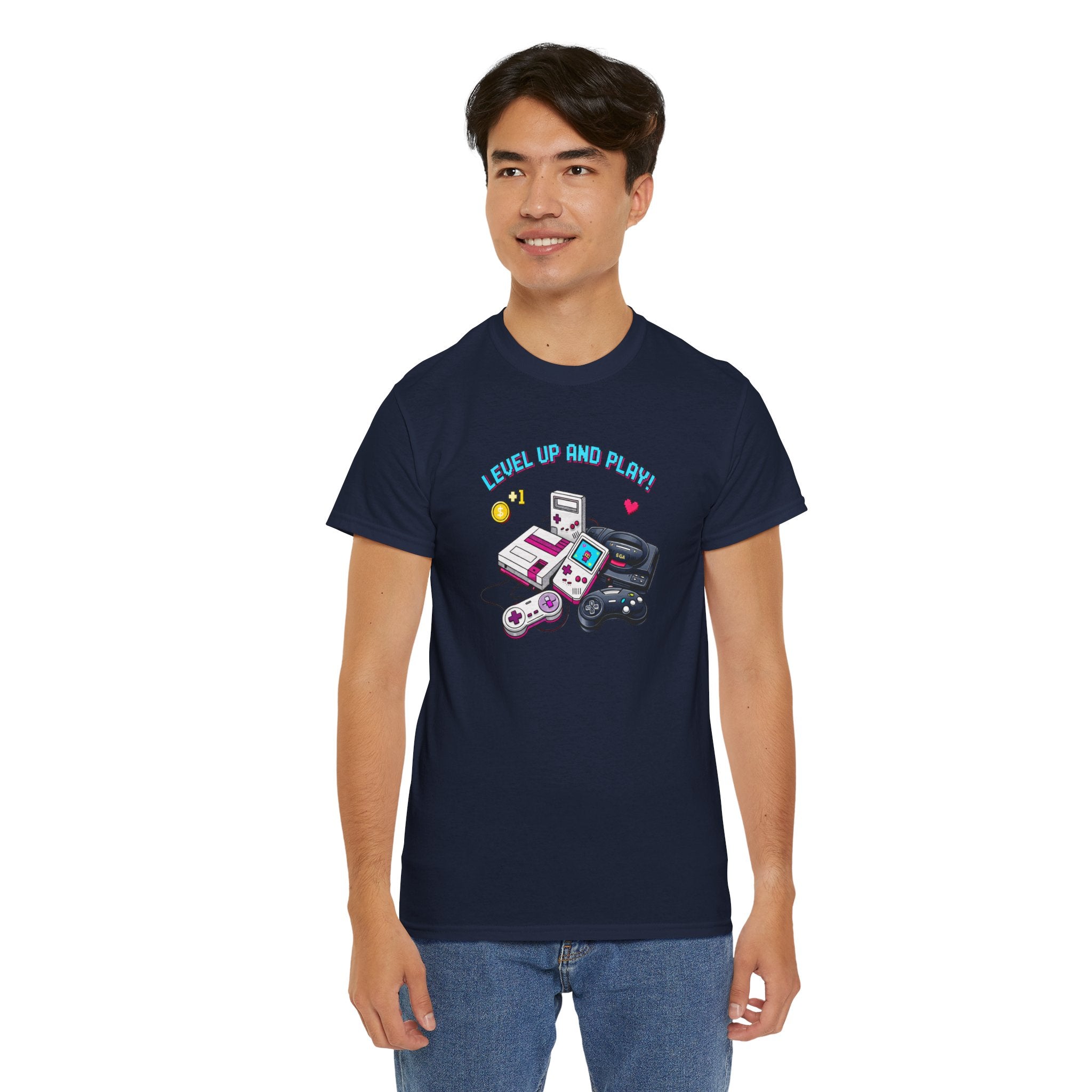 Level Up Retro Gaming T‑Shirt — Vintage Game Console Graphic Tee