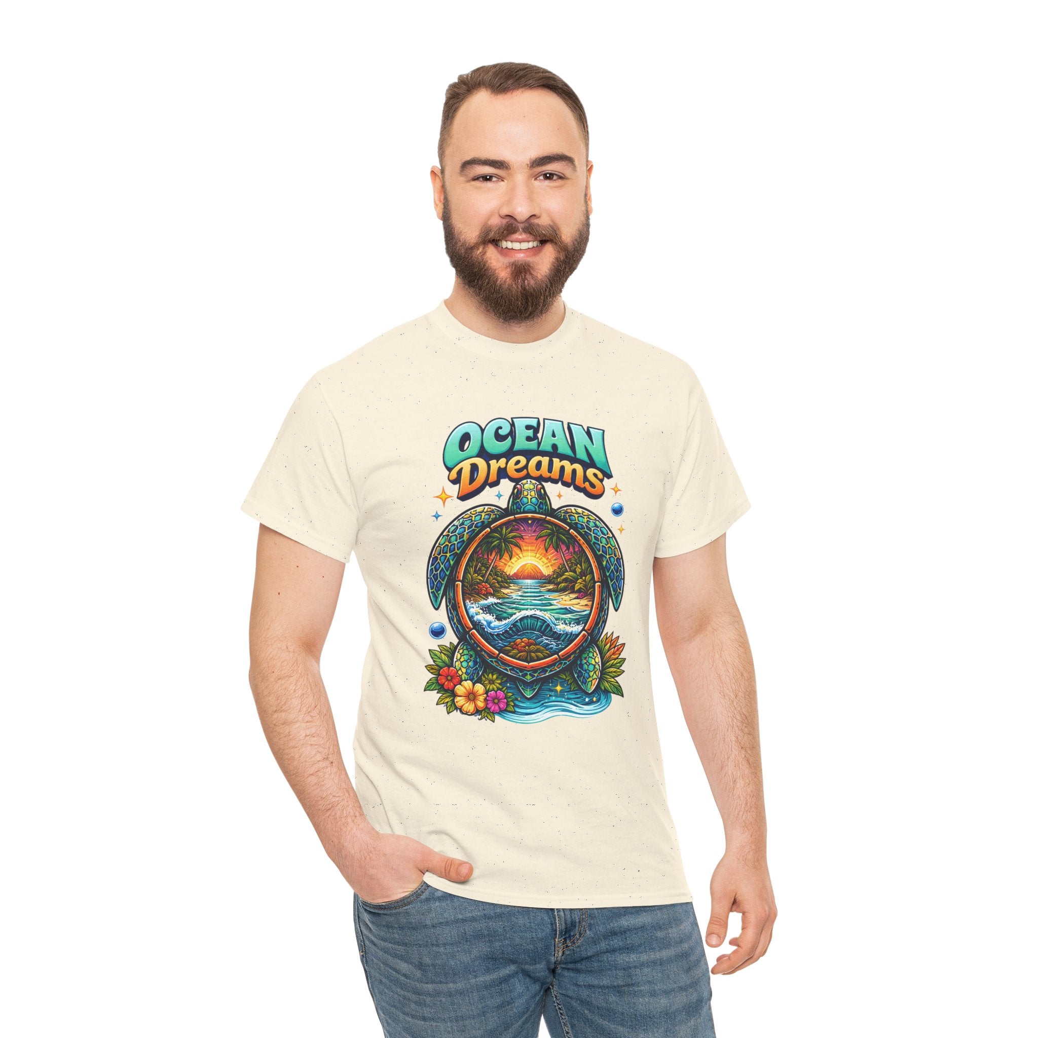 Ocean Dreams T‑Shirt — Tropical Sunset Sea Turtle Graphic Tee