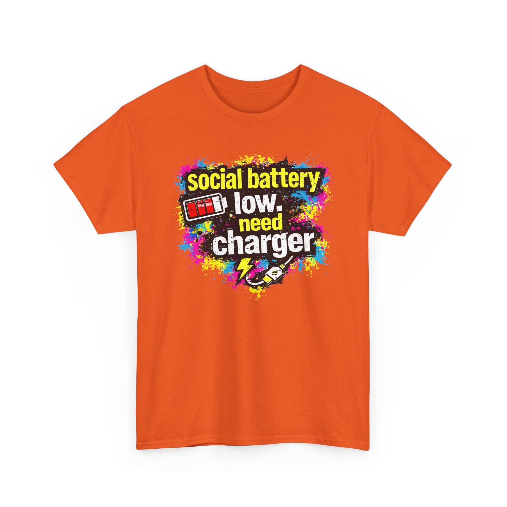 Social Battery Low Need Charger T-Shirt — Funny Sarcastic Introvert Graphic Tee