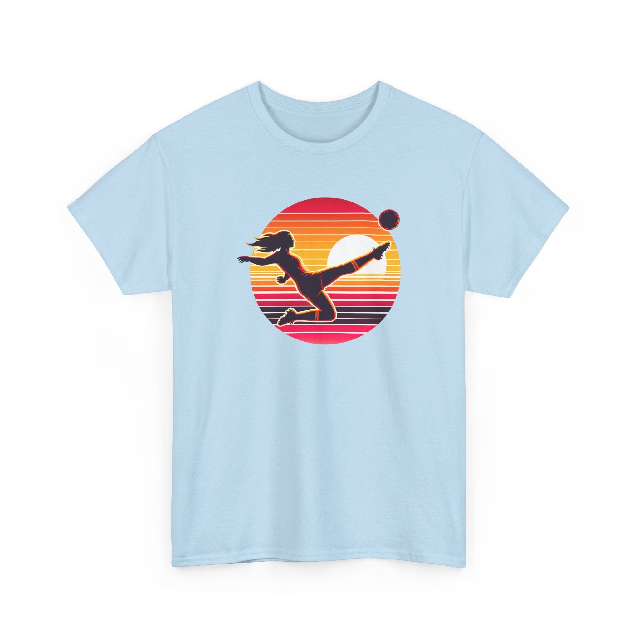 Football Soccer Silhouette Tee — Retro Sunset Football T-Shirt