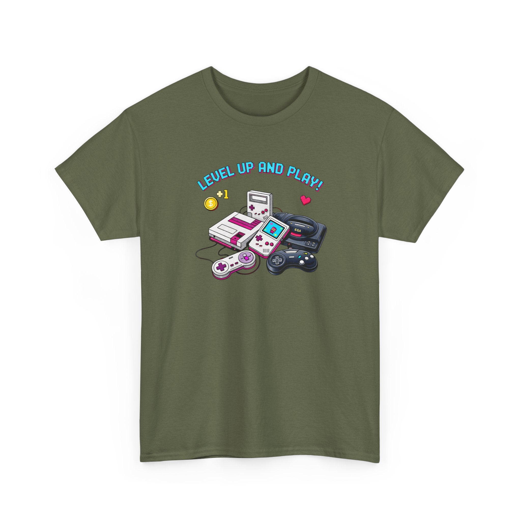 Level Up Retro Gaming T‑Shirt — Vintage Game Console Graphic Tee