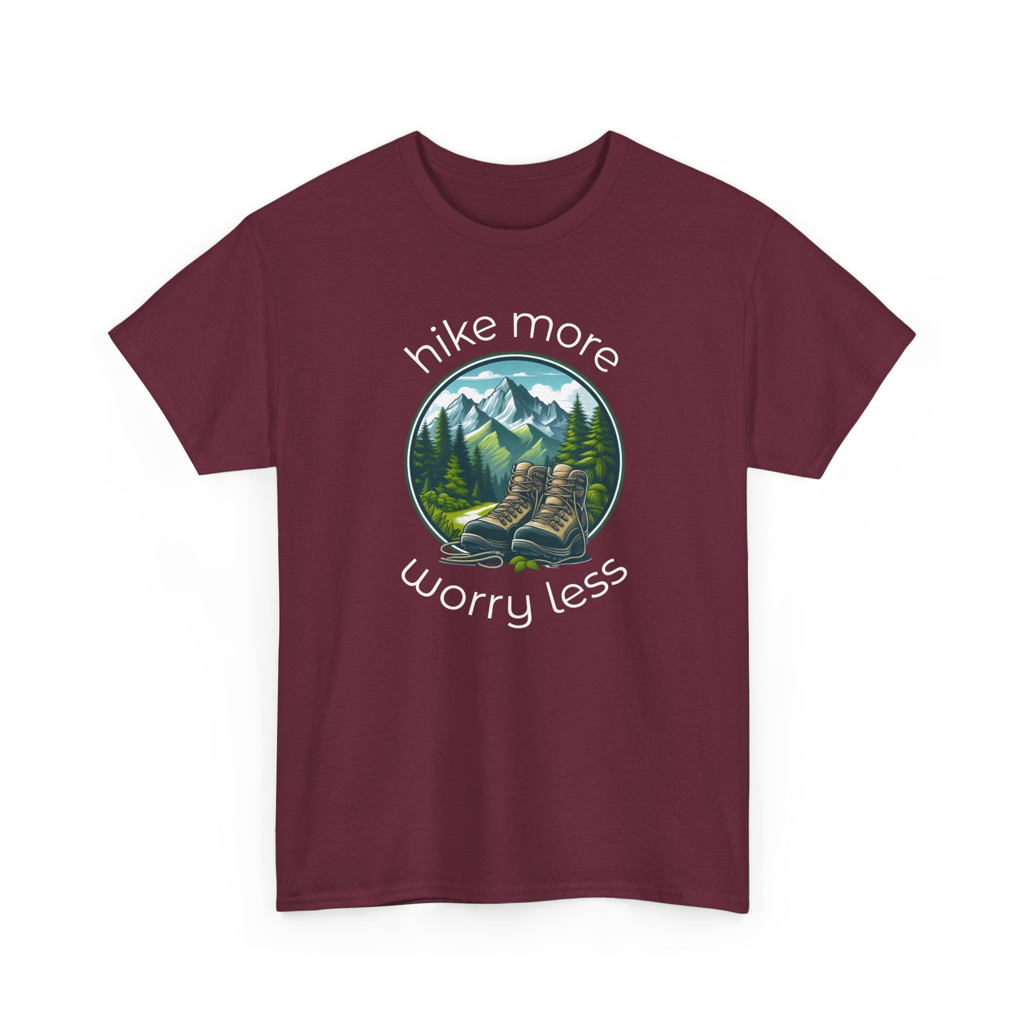 Hike More Worry Less T-Shirt — Nature Hiking Graphic Tee
