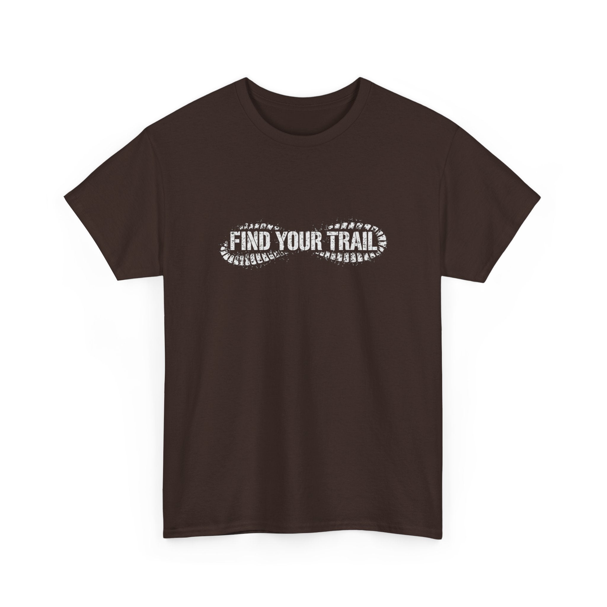 Find Your Trail T-Shirt — Hiking Adventure Tee with Bootprint Design