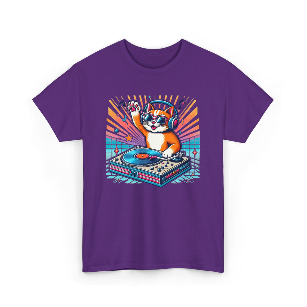 DJ Cat Turntable T-Shirt — Retro Music Cat Graphic Tee