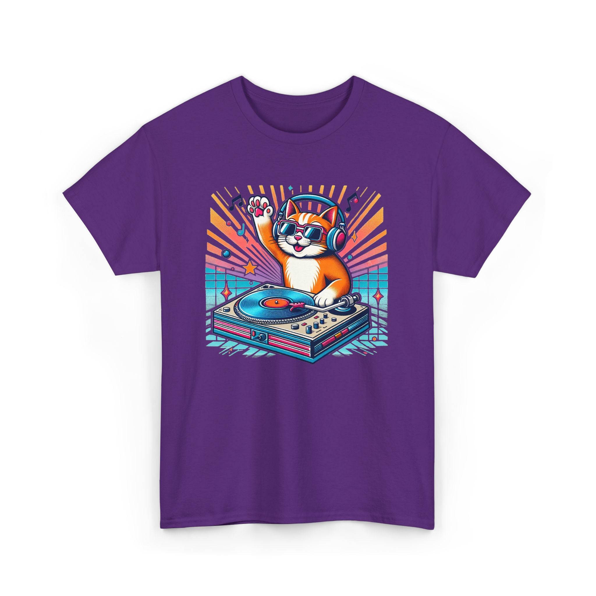 DJ Cat Turntable T-Shirt — Retro Music Cat Graphic Tee