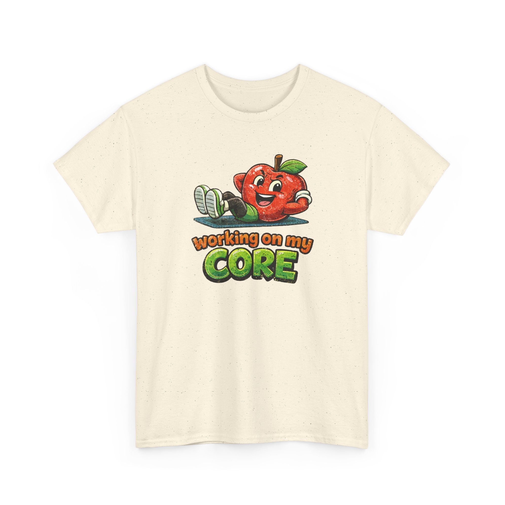 Working on My Core Funny Exercise T-Shirt —  Retro Apple Fitness Tee