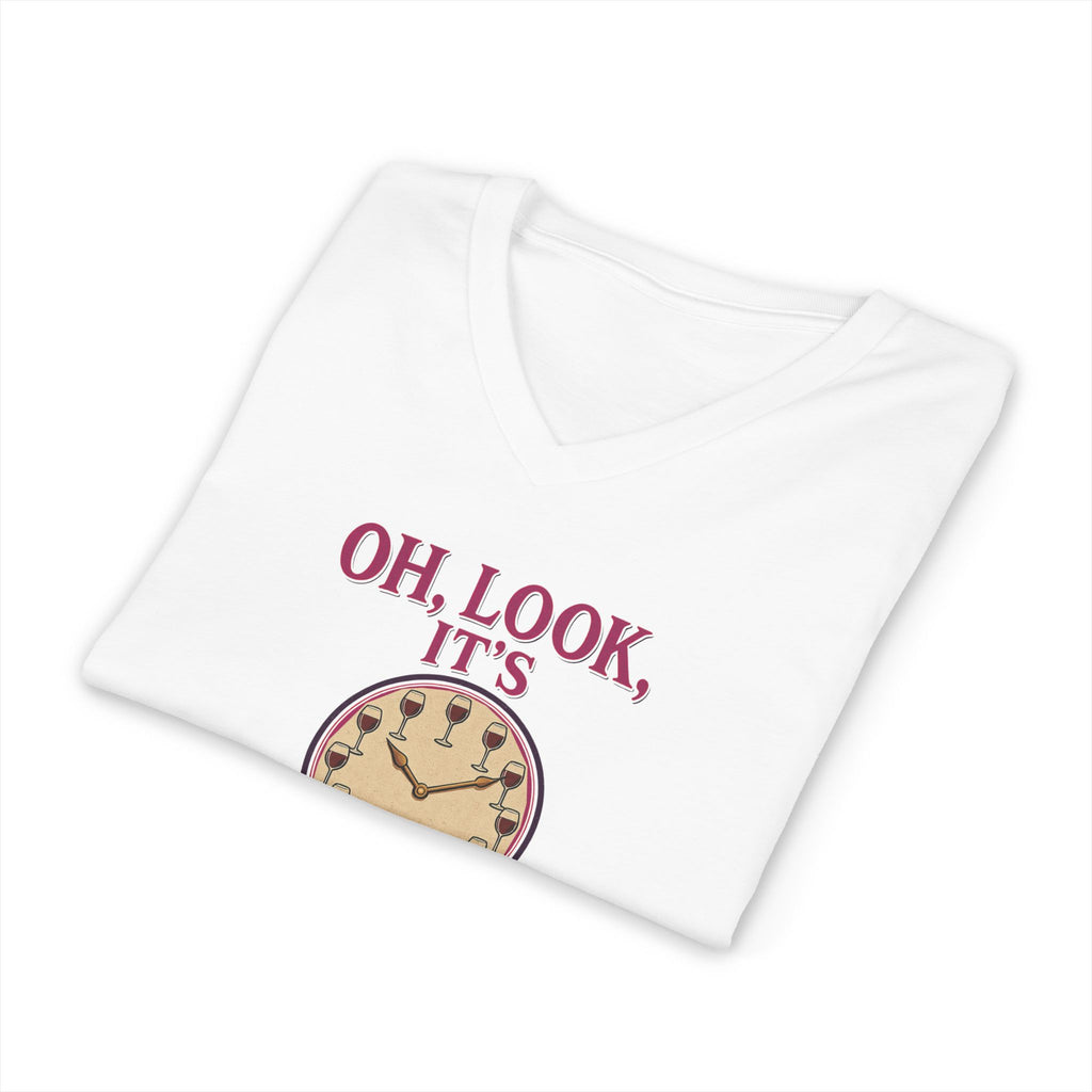 Wine O'Clock V-Neck Tee — Funny Wine Lover Shirt
