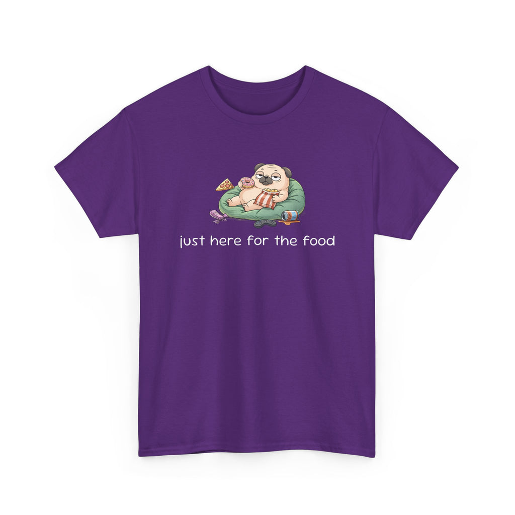 Pug Pizza Tee — "Just Here for the Food" Funny Dog T-Shirt