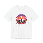 Retro Sunset Dancing Dogs T-Shirt — Vintage Rainbow Skyline Graphic Tee