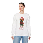 Crewneck Sweatshirt — Cute Puppy in Santa Outfit “Happy Holidays!” Christmas Sweater