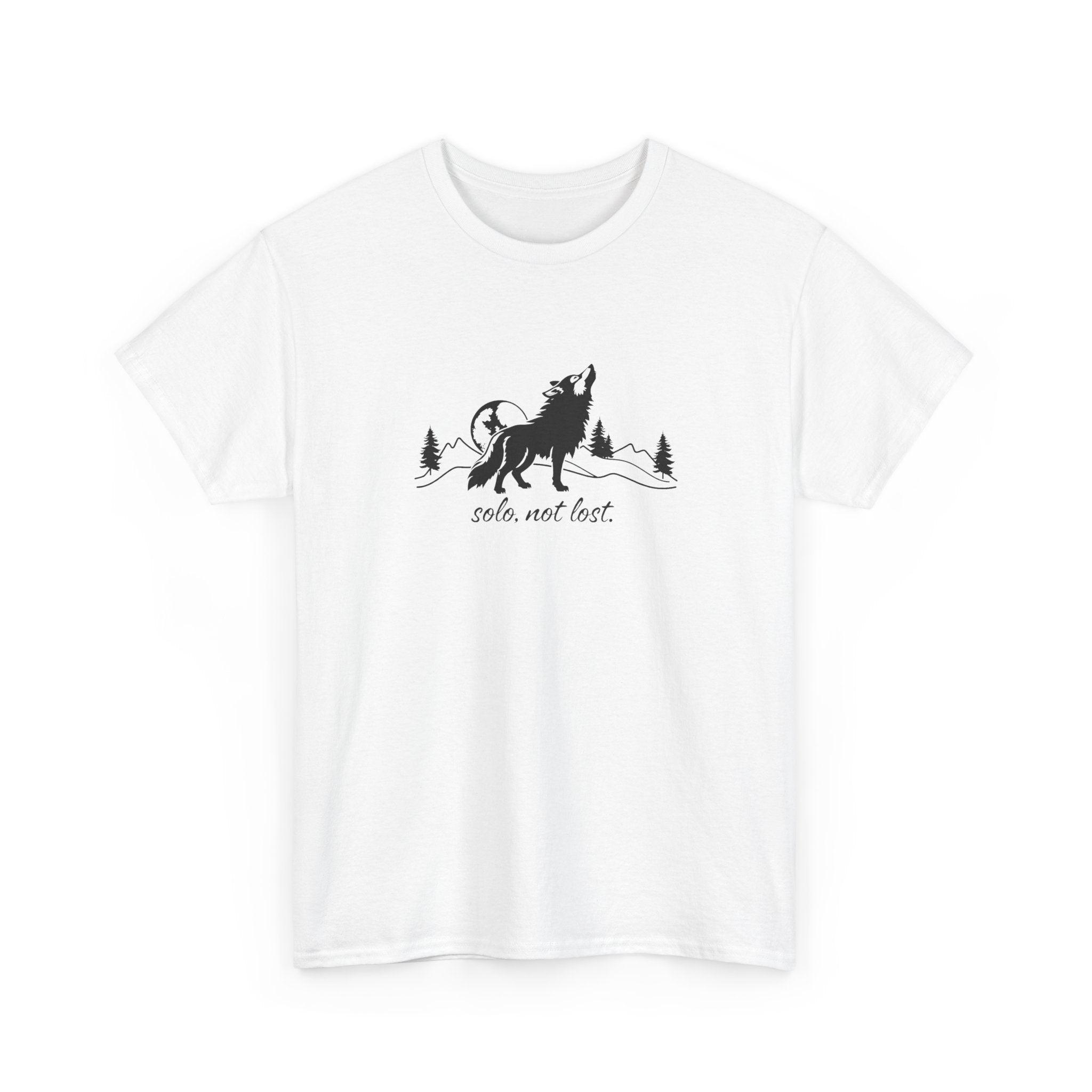 Howling Wolf T-Shirt — 'Solo, Not Lost' Mountain Graphic Tee