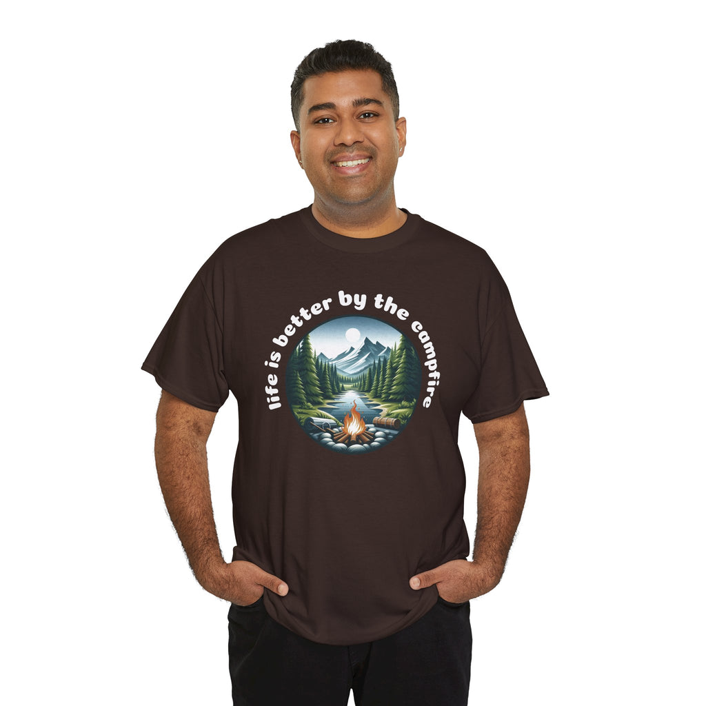 Campfire T-Shirt — "Life Is Better by the Campfire" Scenic Outdoor Tee