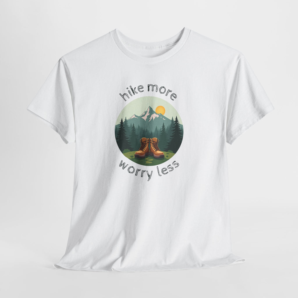 Hike More Worry Less T-Shirt — Nature Hiking Graphic Tee