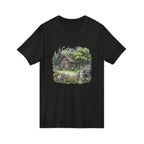 Cabin Life V-Neck Tee – Rustic Cottage & Bunny Nature Shirt