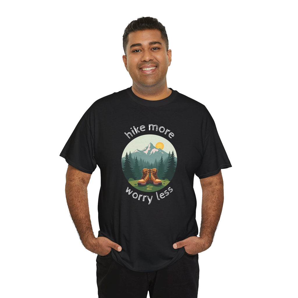 Hike More Worry Less T-Shirt — Nature Hiking Graphic Tee
