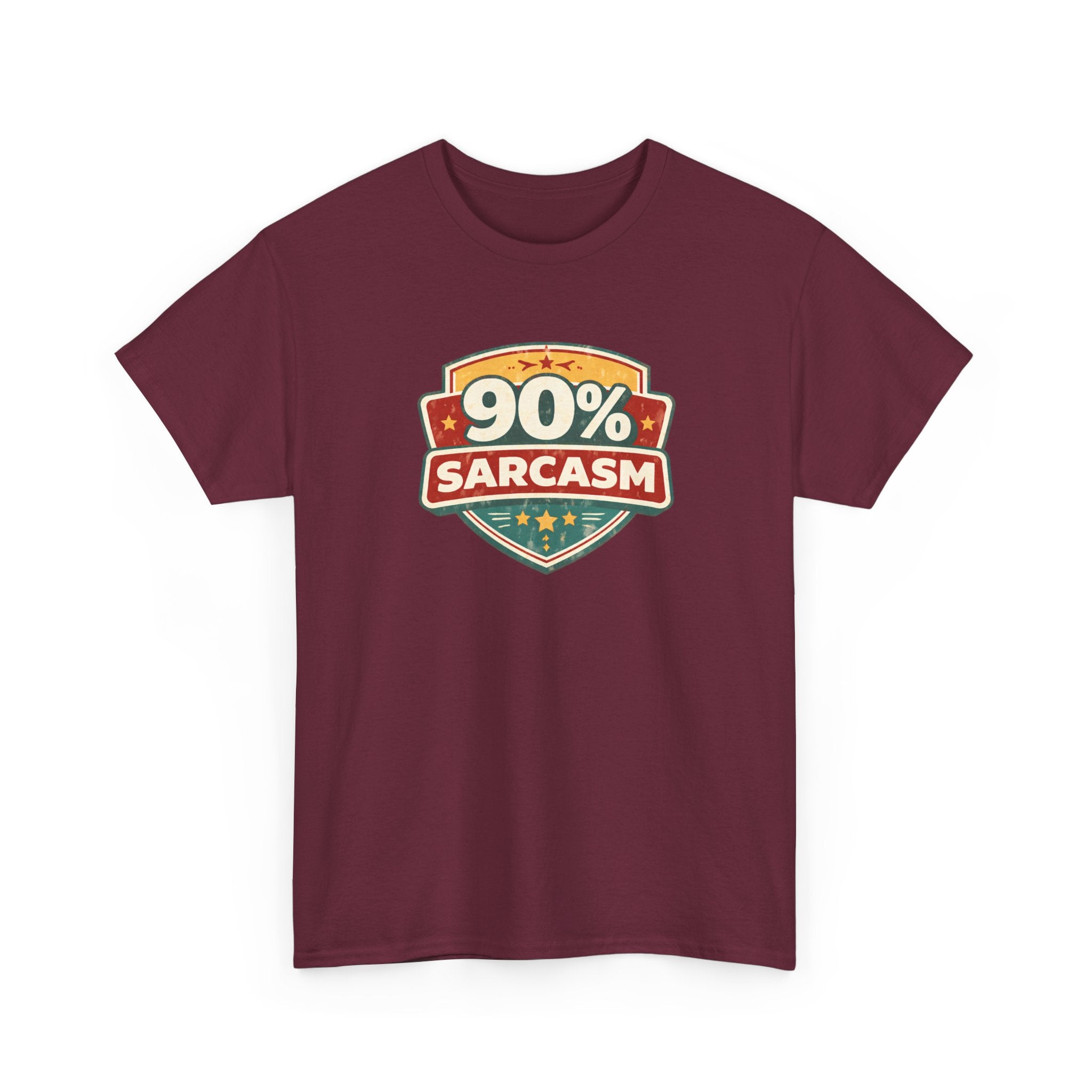 90% Sarcasm T-Shirt — Funny Retro Badge Graphic Tee for Sarcastic Humor