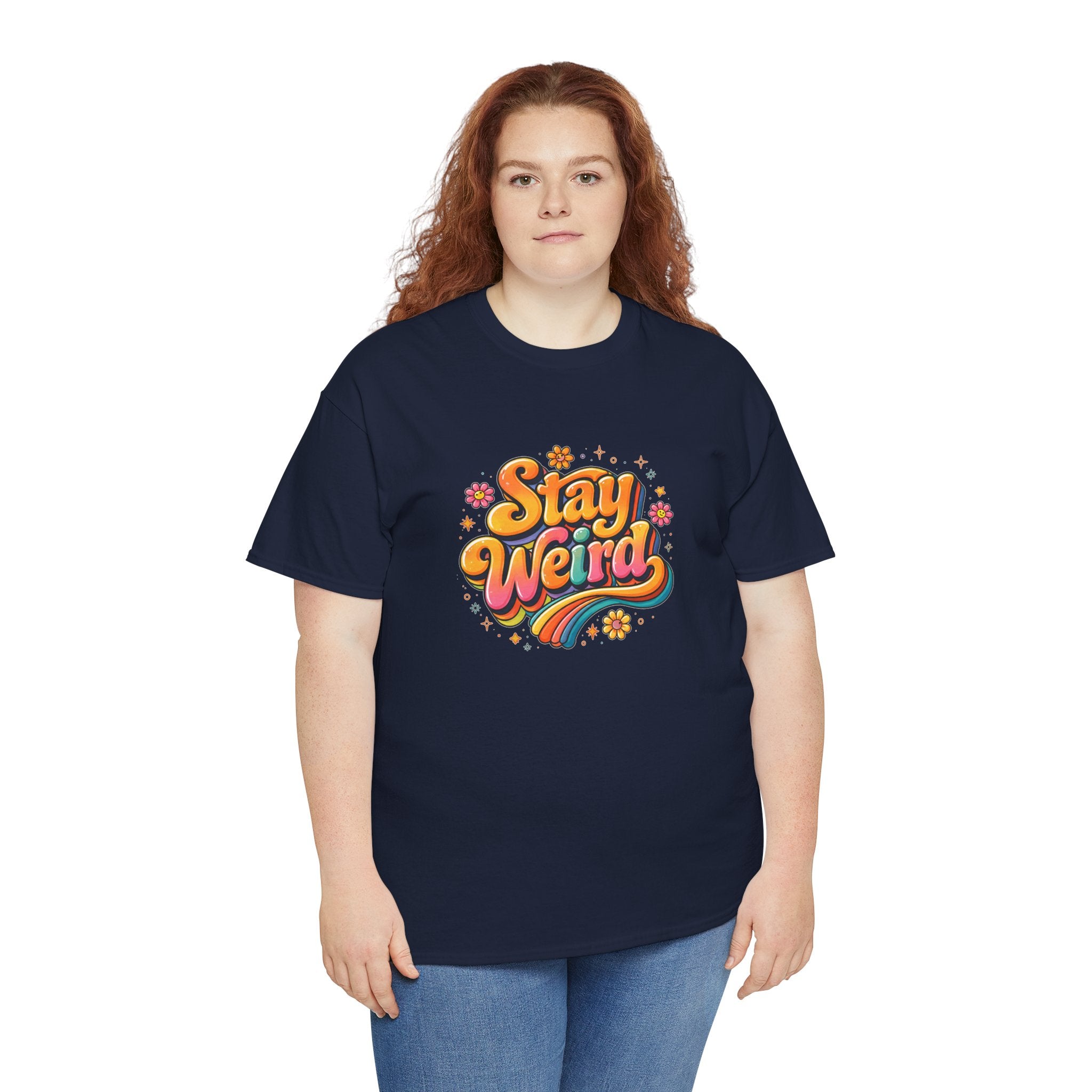 Stay Weird T-Shirt — Retro Rainbow Graphic Tee