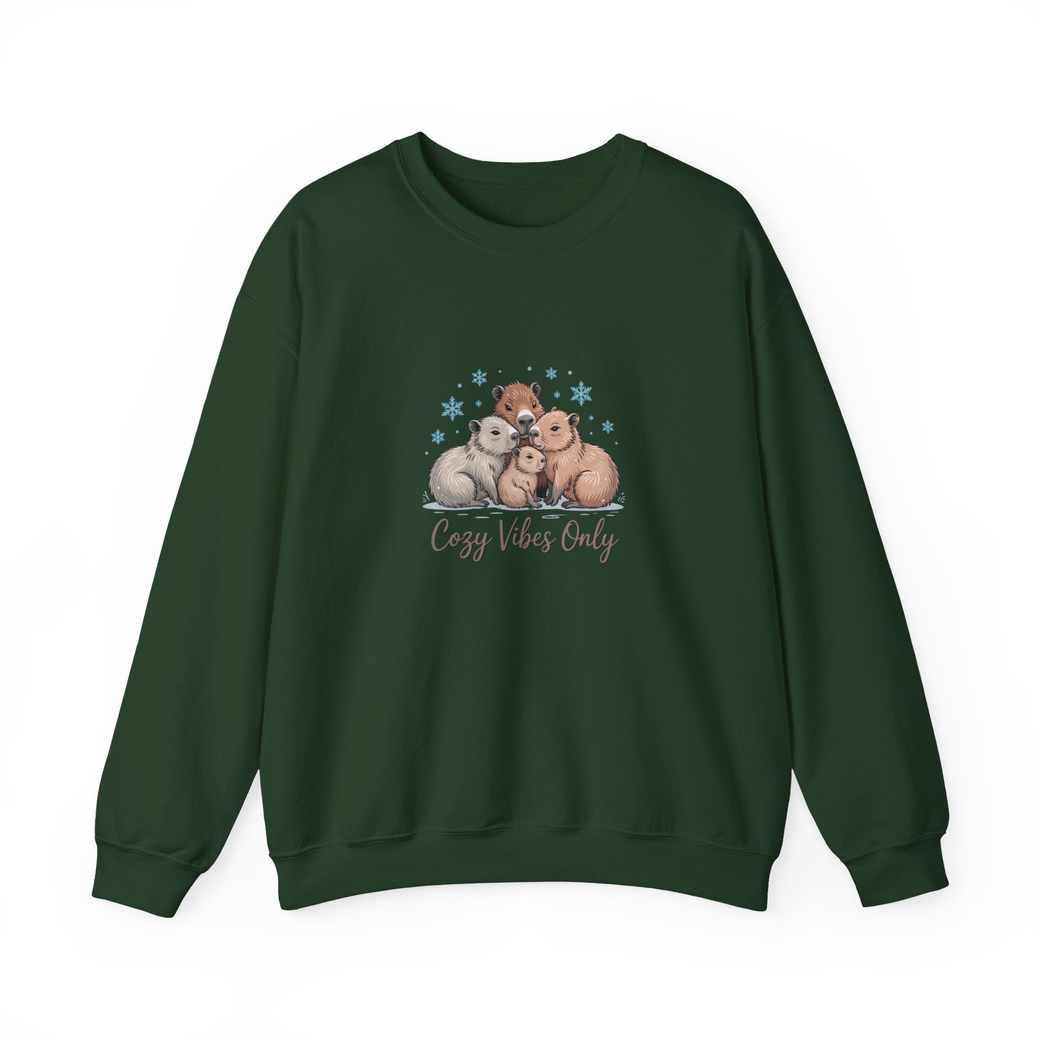 Cozy Vibes Only Sweatshirt — Cute Hugging Capybaras Crewneck