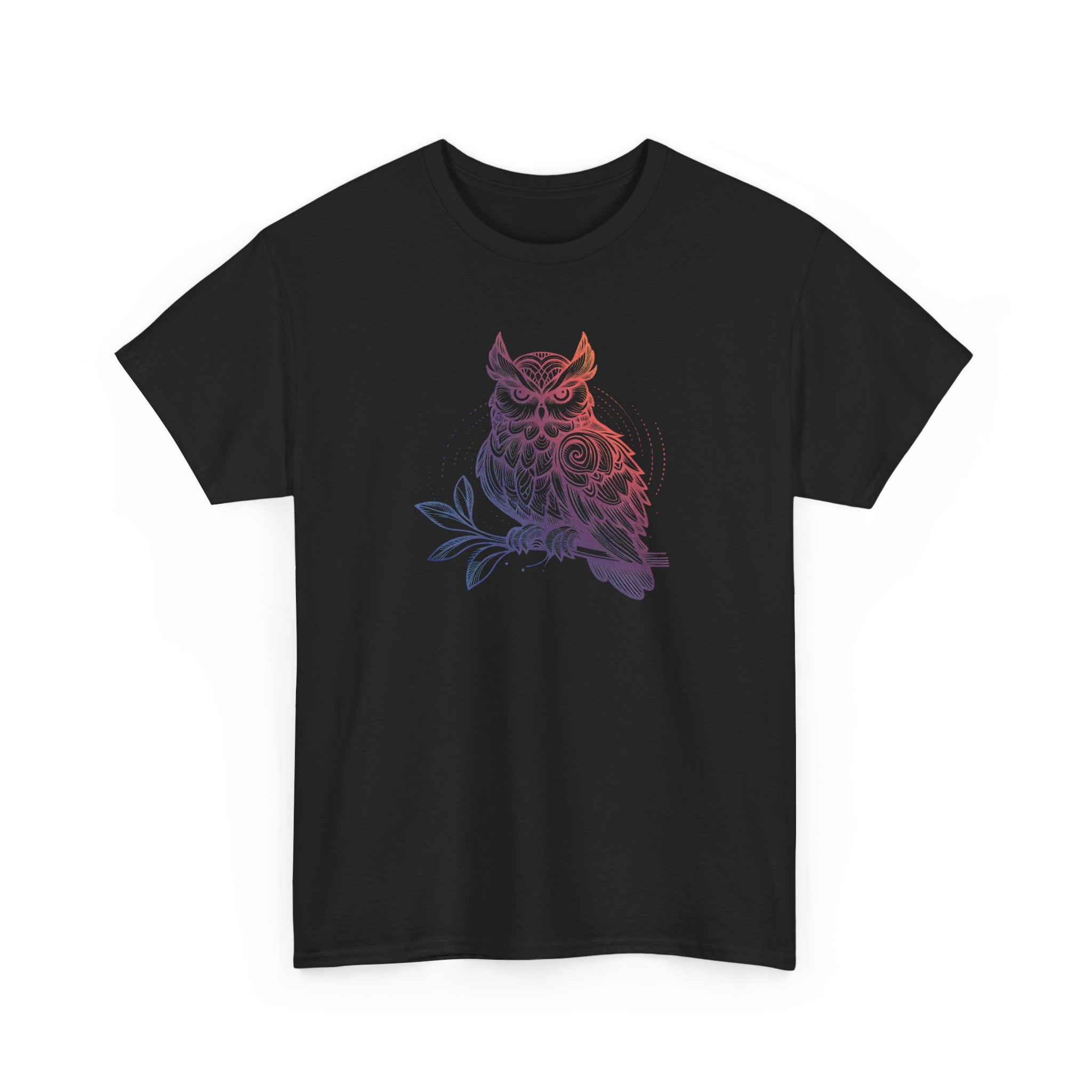 Owl Sketch Tee – Delicate Floral Line Art Graphic T-Shirt