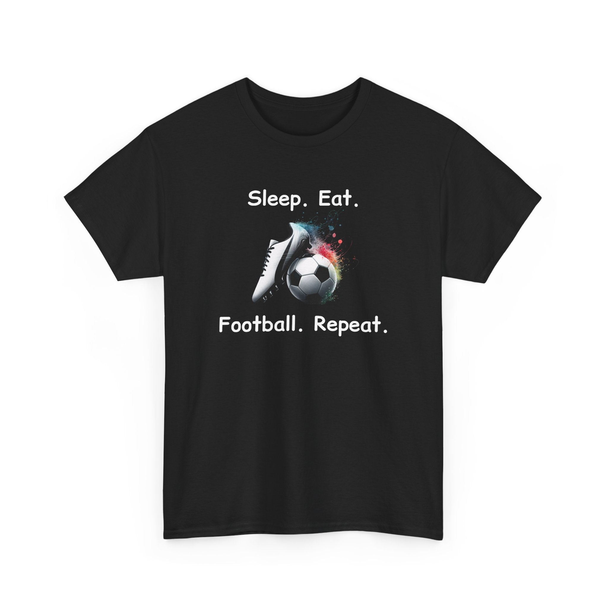 Football Soccer T-Shirt — "Sleep. Eat. Football. Repeat." Youth & Adult Crew Tee