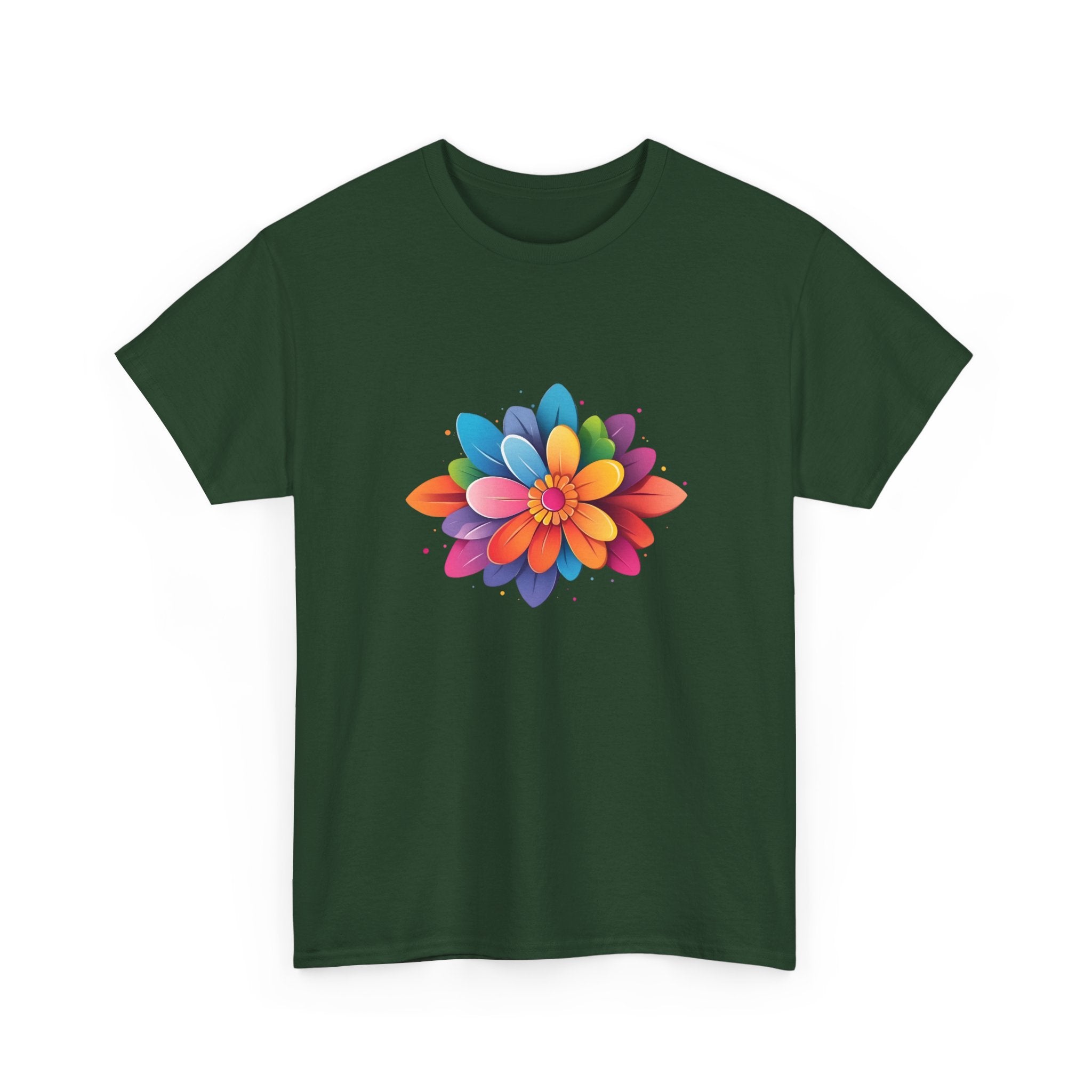 Colorful Layered Flower T-Shirt — Bright Floral Graphic Tee