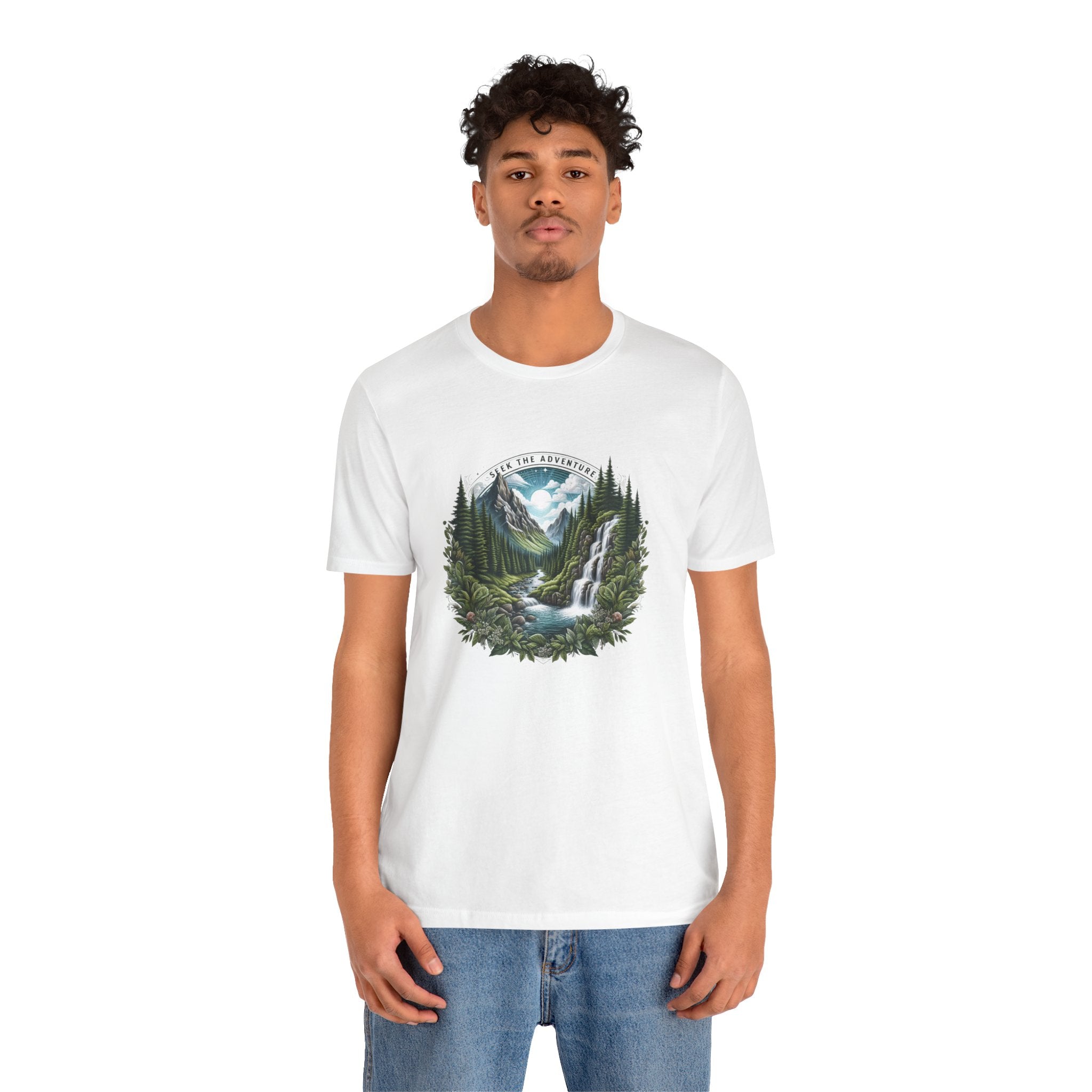 Nature Adventure T-Shirt — Mountain Waterfall Forest Graphic Tee
